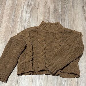 Altar'd State Brown Cable Knit Turtleneck Sweater
